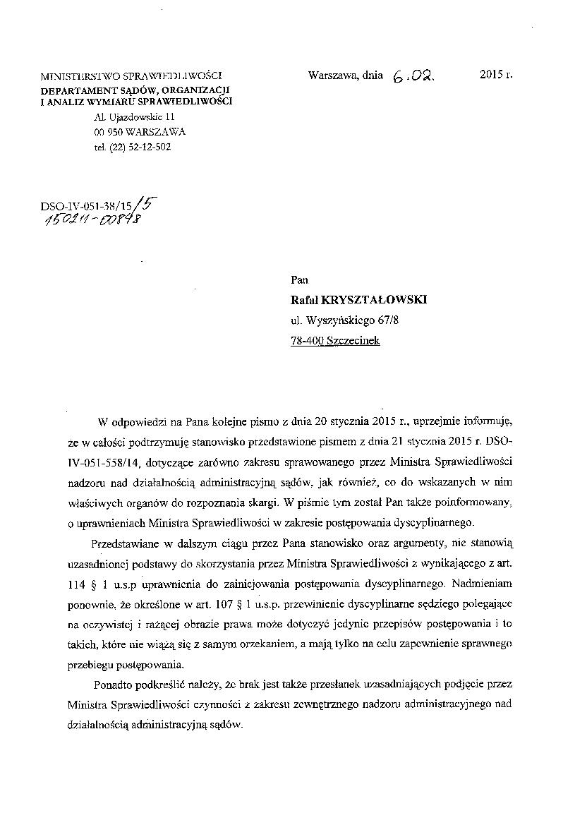 Pismo MS dep sądowy 001