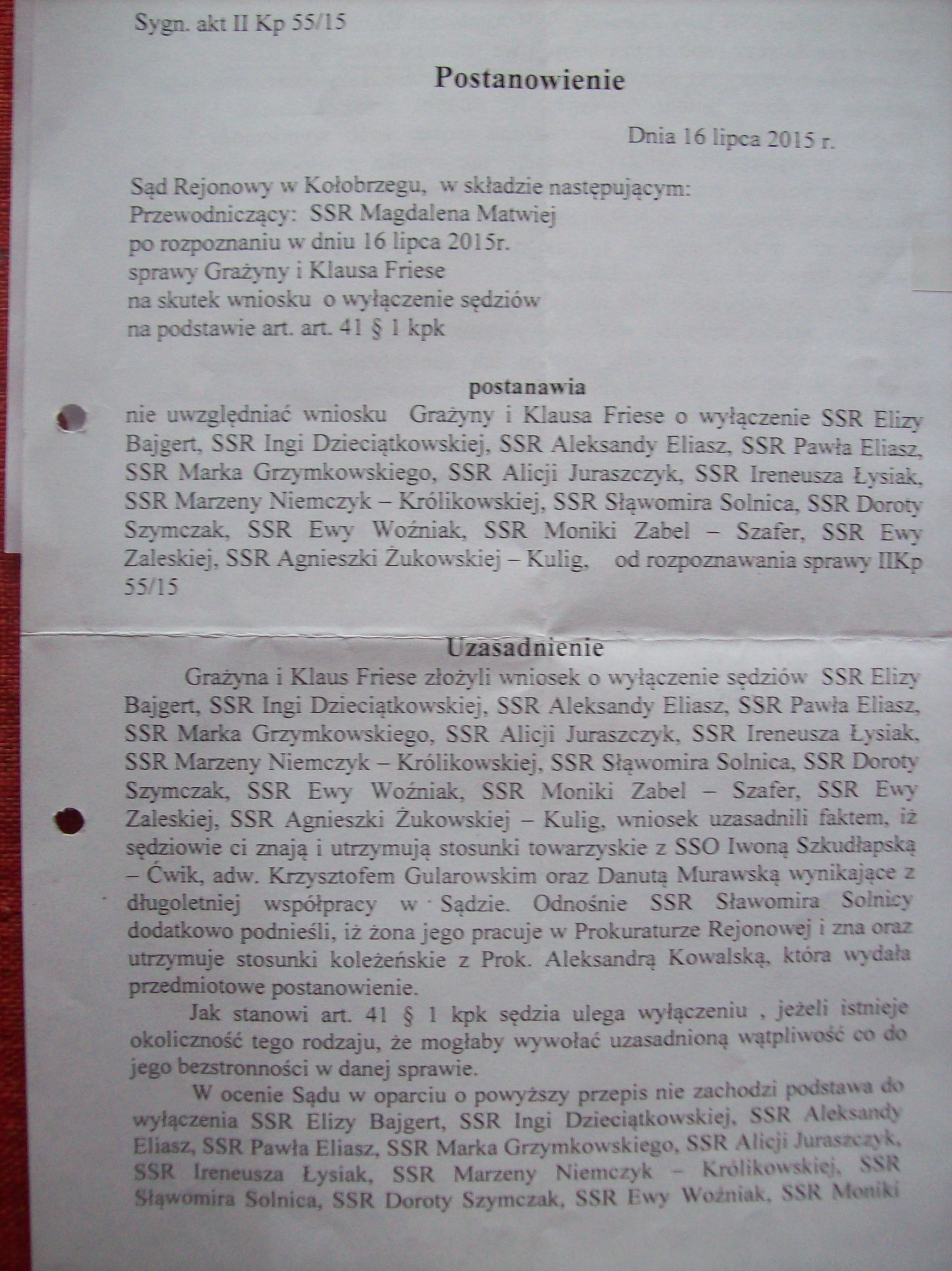 6.Postanowienie o odmowie wylaczenia str.1